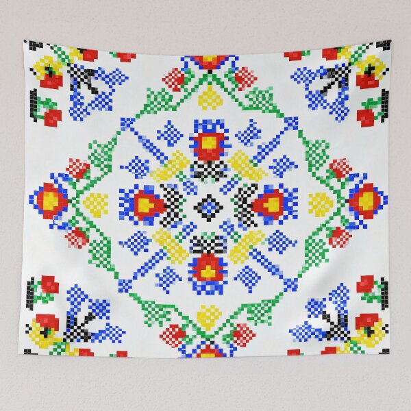 Item preview, Colorful Romanian Folk Embroidery Pattern – Vibrant Transylvanian and Maramureș Cross-Stitch Design designed and sold by Maximilianos.