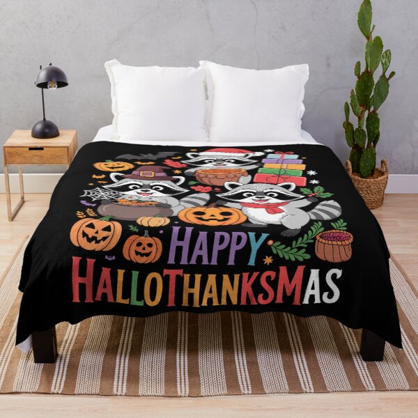 Item preview, Happy HalloThanksMas Racoon Halloween Thanksgiving Christmas designed and sold by savrmiller.