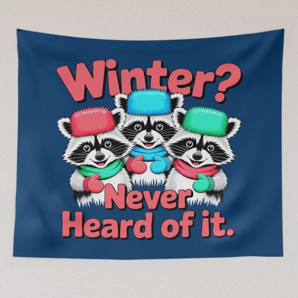 Item preview, Adorable Raccoons Showing Off Their Winter Style designed and sold by SplashTastic.