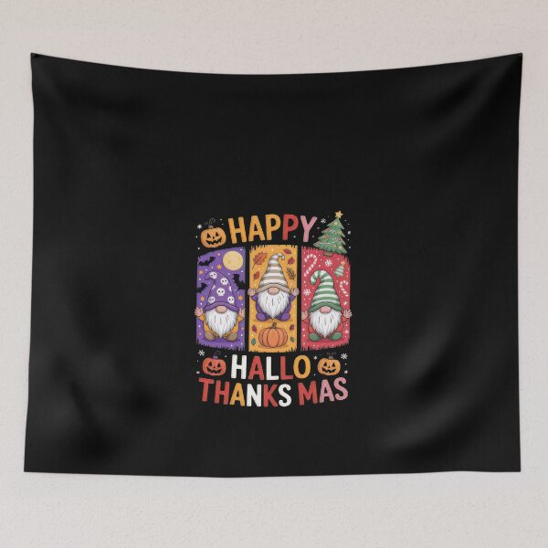 Item preview, Happy Hallothanksmas Gnomes Lover Halloween Merry Christmas designed and sold by vespira-motion.