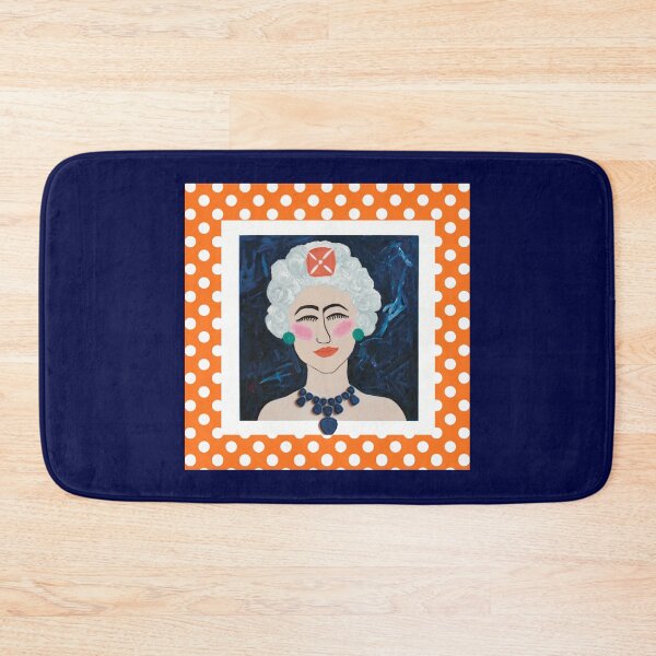 Item preview, Clementine Queen on Navy Blue – Bold Feminine Portrait with Orange & White Polka Dot Border designed and sold by Krissy Jenkins Art.