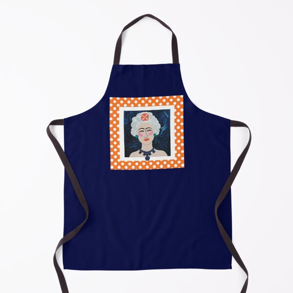 Item preview, Clementine Queen on Navy Blue – Bold Feminine Portrait with Orange & White Polka Dot Border designed and sold by Krissy Jenkins Art.