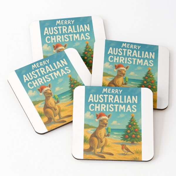 Item preview, Kangaroo with Santa Hat and Ice Cream on Australian Beach designed and sold by Places On Earth.