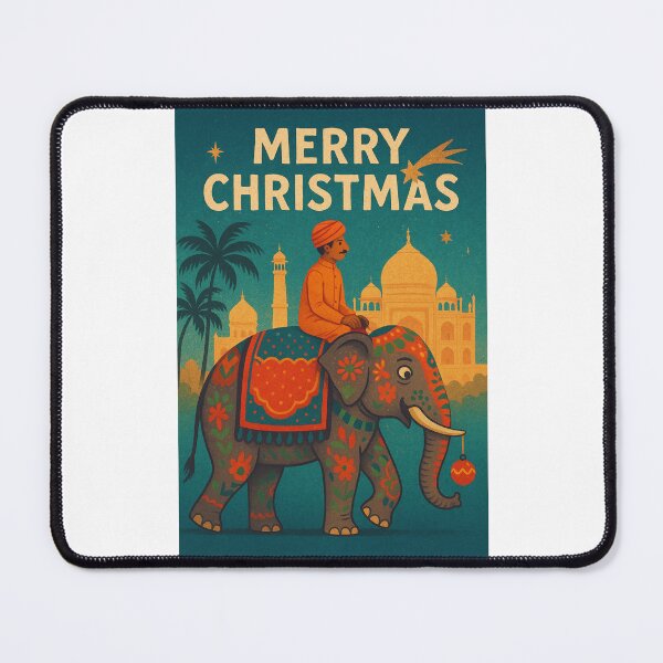 Item preview, Indian Christmas with Decorated Elephant and Taj Mahal Backdrop designed and sold by Places On Earth.