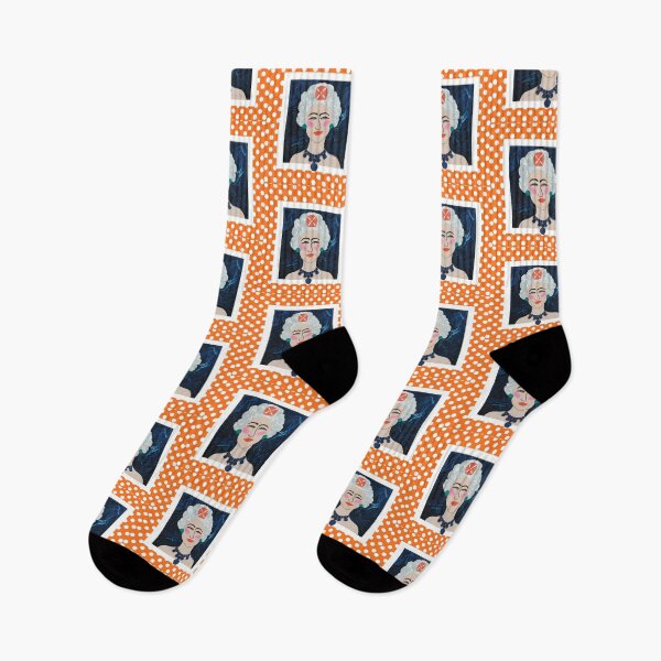 Item preview, Clementine Queen on White – Bold Feminine Portrait with Orange & White Polka Dot Border designed and sold by Krissy Jenkins Art.