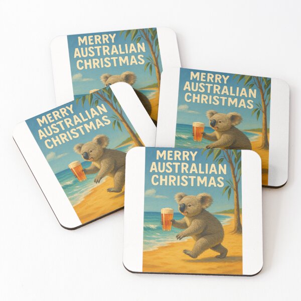 Item preview, Koala with Beer on Australian Beach – Funny Christmas Greeting designed and sold by Places On Earth.