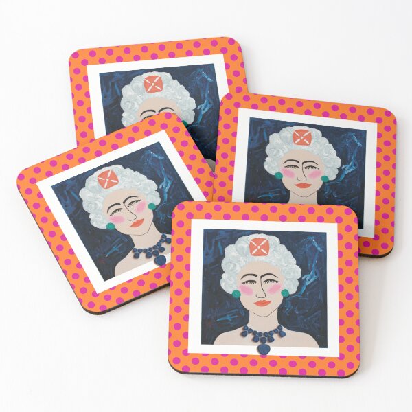 Item preview, Royal Pop on Magenta – Bold Feminine Portrait with Orange & Pink Polka Dot Border designed and sold by Krissy Jenkins Art.