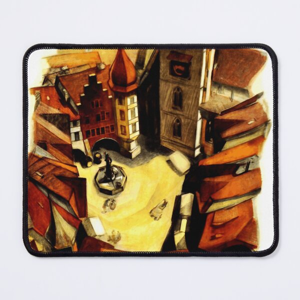 Item preview, Biel/Bienne Swiss Cityscape Poster | Medieval Architecture Art | Aerial View Painting of Swiss Town Square & Lake Biel designed and sold by artofuniverse.