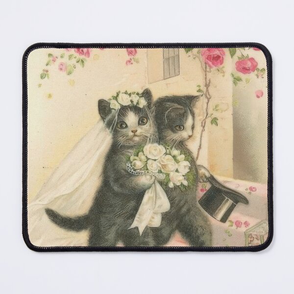 Item preview, Vintage Cat Couple with Roses designed and sold by She was a  Dreamer....