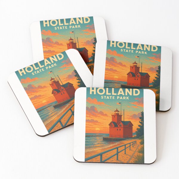 Item preview, Big Red Lighthouse at Sunset – Holland State Park, Michigan designed and sold by Places On Earth.