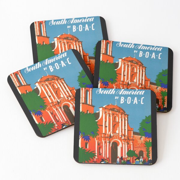 Item preview, Vintage Travel Poster | South America by BOAC | Spanish Colonial Church | Mid-Century Art | Exotic Adventure & Culture designed and sold by artofuniverse.