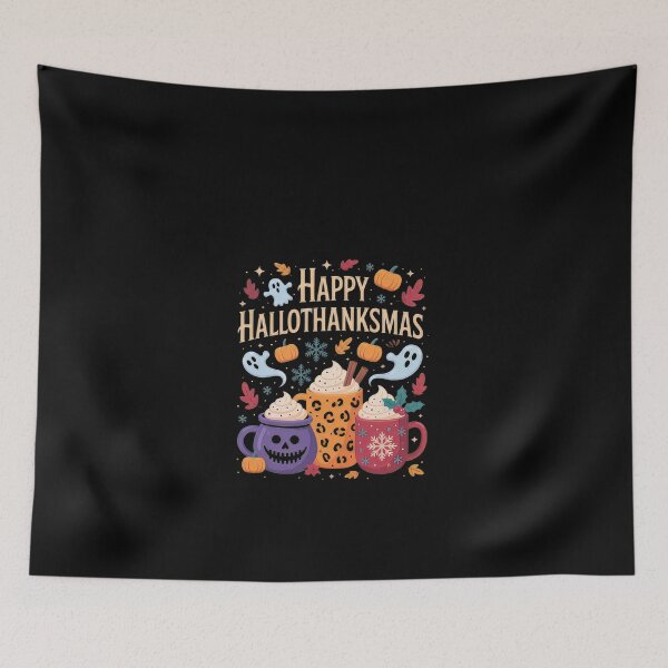 Item preview, Happy Hallothanksmas Halloween Thanksgiving Christmas Drinks designed and sold by vespira-motion.
