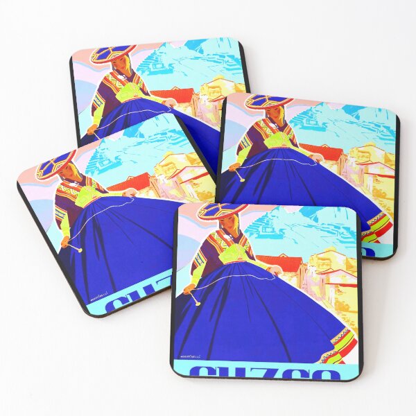 Item preview, Vibrant Andean Woman Poster | Retro Travel Art Deco Style | Cuzco Peru Cultural Heritage & Bold Colors designed and sold by artofuniverse.