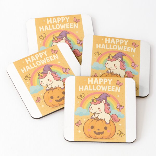 Item preview,  Cute Halloween Unicorn on Pumpkin with Rainbow designed and sold by Places On Earth.