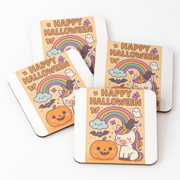 Item preview,  Sleepy Halloween Unicorn with Pumpkin and Rainbow designed and sold by Places On Earth.