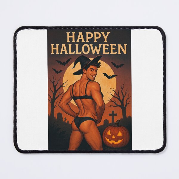 Item preview, Sexy Gay Halloween Witch Man with Jack-o'-Lantern designed and sold by Places On Earth.