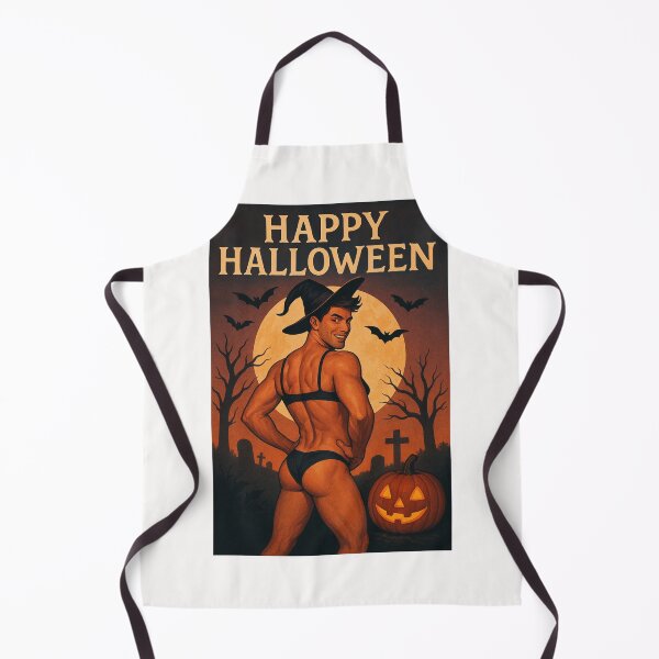 Item preview, Sexy Gay Halloween Witch Man with Jack-o'-Lantern designed and sold by Places On Earth.