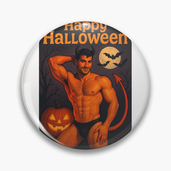 Item preview,  Devilish Gay Halloween Hunk with Pumpkin and Full Moon designed and sold by Places On Earth.