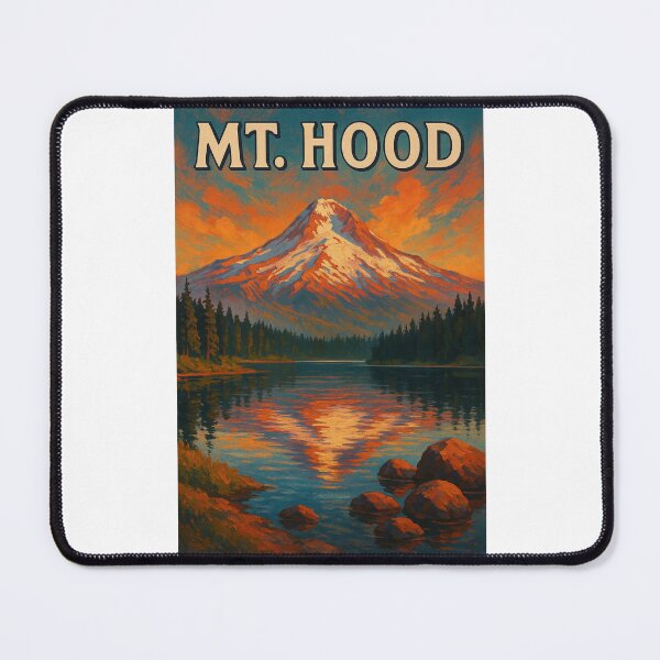 Item preview, Fiery Sunset Over Mount Hood Reflected in Lake – Oregon designed and sold by Places On Earth.