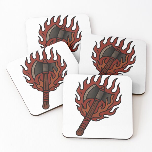 Item preview, Flaming Axe — Old School Tattoo Flash Design designed and sold by KJ Frost.