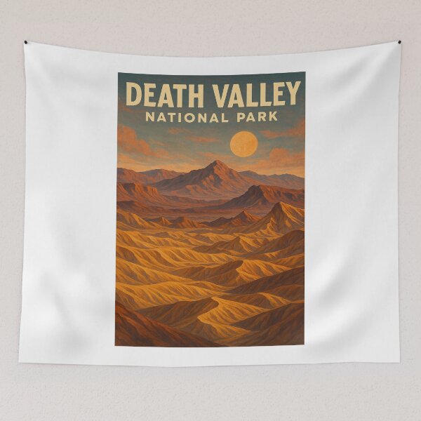 Item preview,  Death Valley Landscape with Full Moon Over Desert Peaks designed and sold by Aryabek.