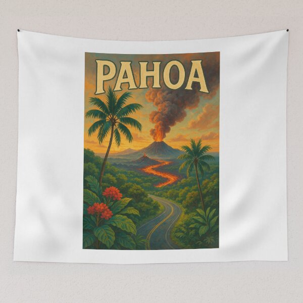 Item preview,  Pāhoa Lava Flow with Volcano Eruption at Sunset designed and sold by Aryabek.