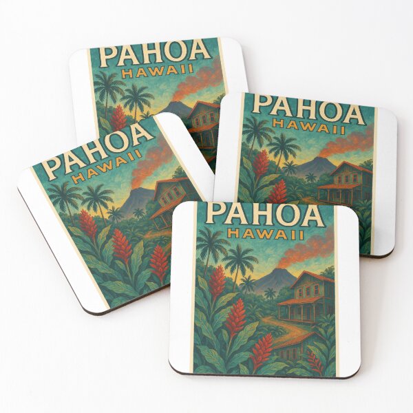 Item preview,  Pāhoa Hawaii Homestead with Volcano and Red Ginger Flowers designed and sold by Aryabek.