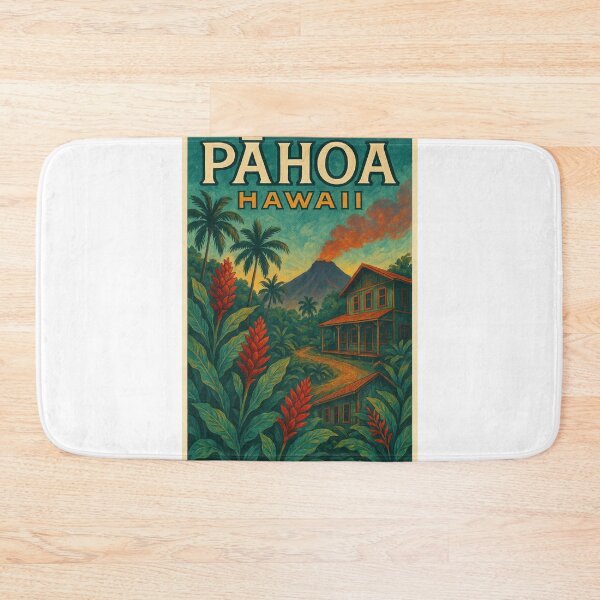 Item preview,  Pāhoa Hawaii Homestead with Volcano and Red Ginger Flowers designed and sold by Aryabek.