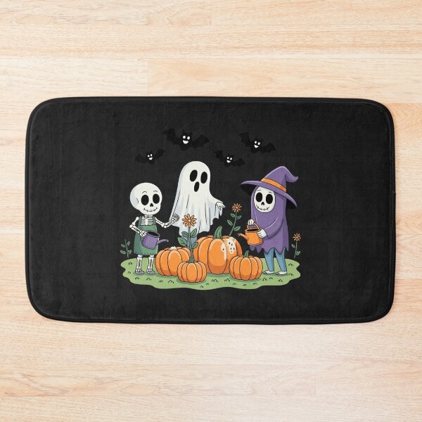 Item preview, Cute Chibi Skeleton & Ghost Gardeners Halloween Design with Zombie and Pumpkins designed and sold by ColorSplash123.