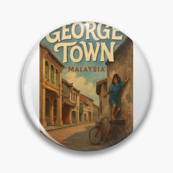 Item preview,  George Town Malaysia Shophouses and Girl on Bicycle designed and sold by Aryabek.