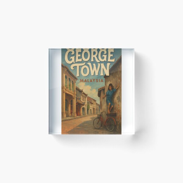 Item preview,  George Town Malaysia Shophouses and Girl on Bicycle designed and sold by Aryabek.