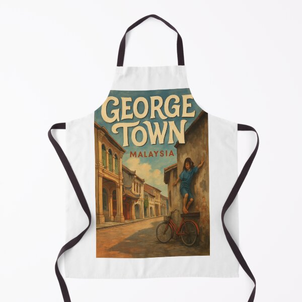 Item preview,  George Town Malaysia Shophouses and Girl on Bicycle designed and sold by Aryabek.