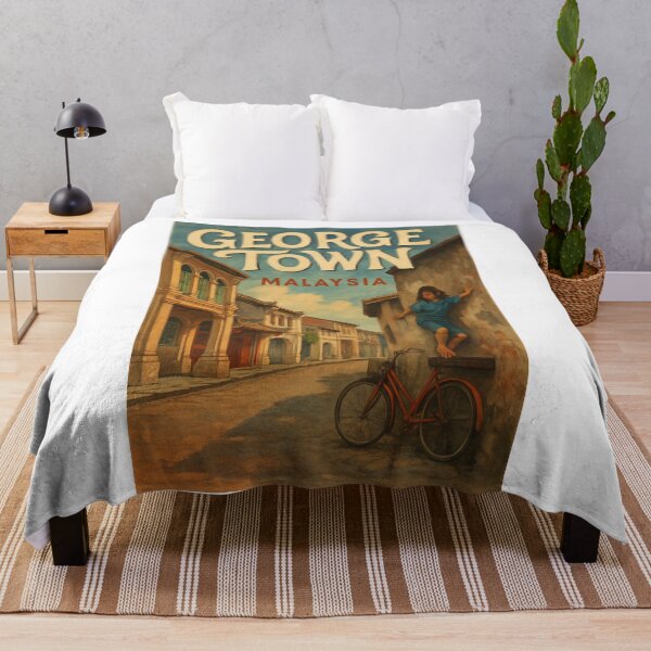 Item preview,  George Town Malaysia Shophouses and Girl on Bicycle designed and sold by Aryabek.
