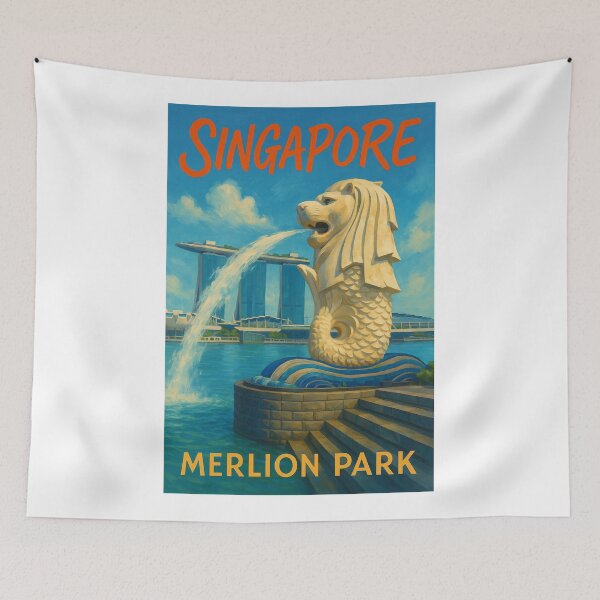 Item preview, Merlion Park Singapore with Marina Bay Sands Skyline designed and sold by Aryabek.