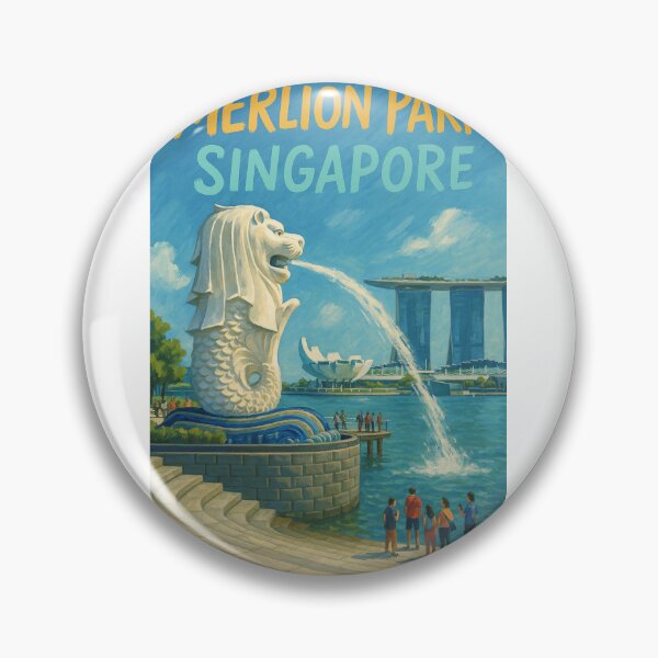 Item preview, Merlion Park Singapore Waterfront with Tourists designed and sold by Aryabek.