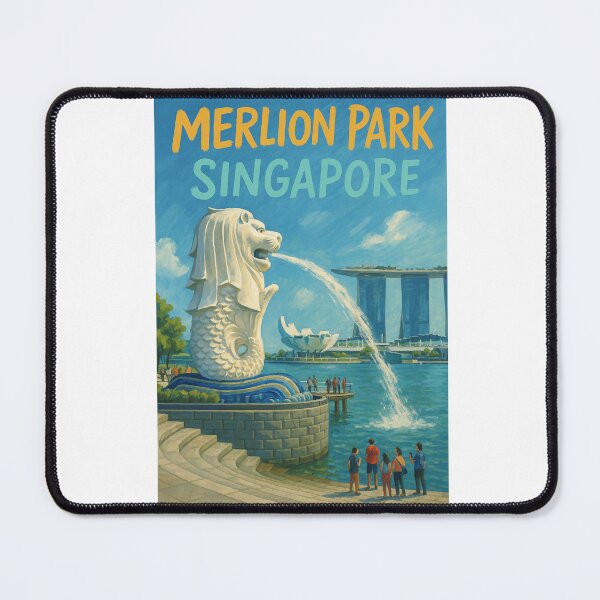 Item preview, Merlion Park Singapore Waterfront with Tourists designed and sold by Aryabek.