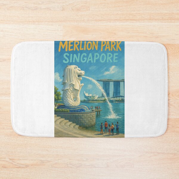 Item preview, Merlion Park Singapore Waterfront with Tourists designed and sold by Aryabek.