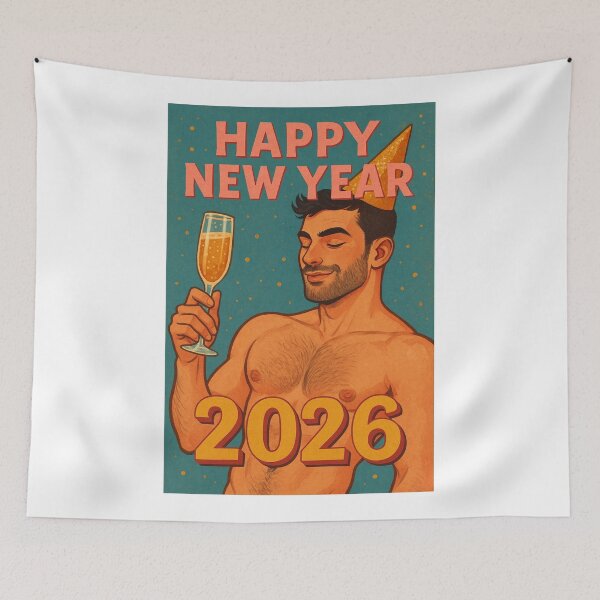 Item preview,  Gay New Year 2026 Greeting with Champagne Toast designed and sold by Aryabek.