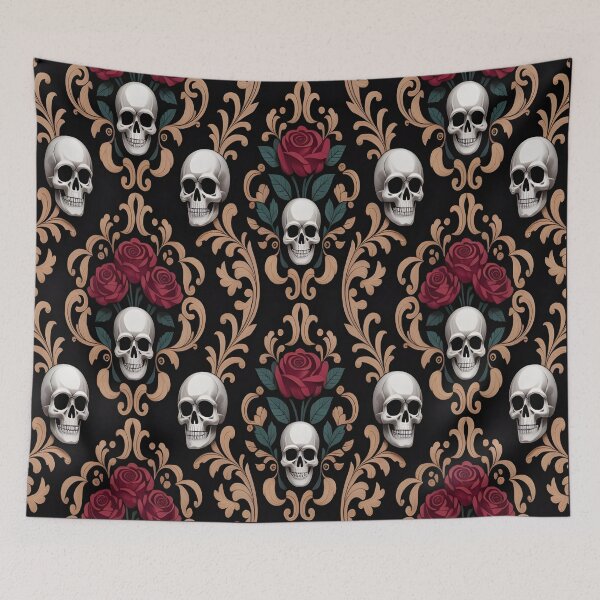 Item preview, Elegant Skull Damask – Dark Romantic Halloween Design designed and sold by 404wearpl.