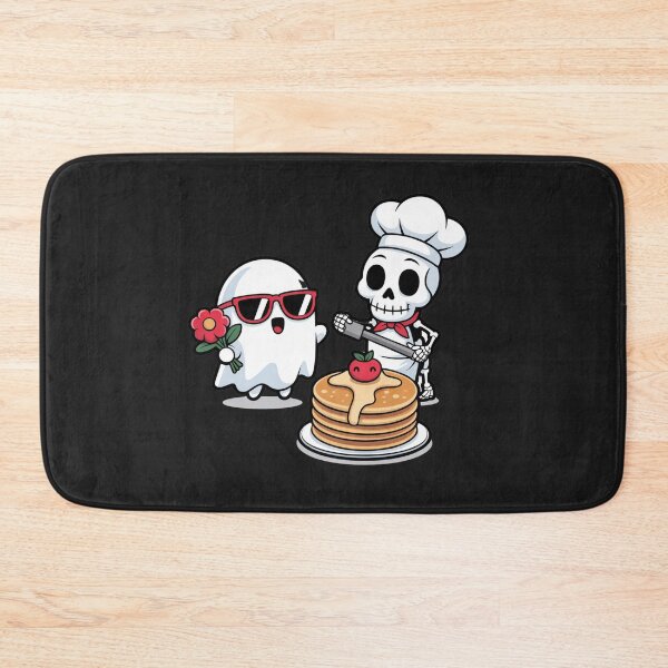 Item preview, Cute Chibi Ghost & Skeleton Chef Halloween Design with Pancakes & Flowers designed and sold by ColorSplash123.