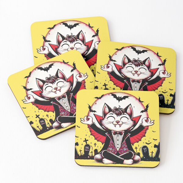 Item preview, Cat Catcula Vampurr Vampire Cat Meditating designed and sold by HappyHavenStu.