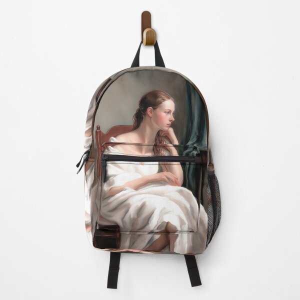 Item preview, Muted Scandinavian Oil Portrait: Woman After Shower, Late 19th Century Minimalism designed and sold by LanaGustavsson.