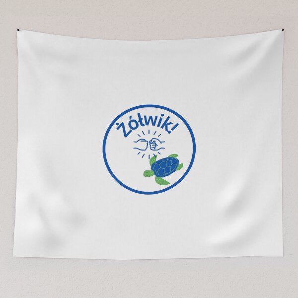 Item preview, Żółwik – Polish Fist Bump Turtle Sticker blue designed and sold by AmberWit.