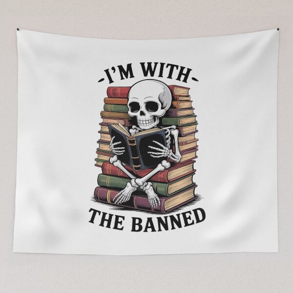 Item preview, Banned Books Lovers Bookworm Bookish Skeleton designed and sold by DrewLeuschke.