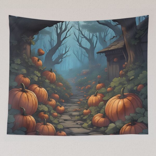 Item preview, Pumpkins in the woods during Autumn. designed and sold by janice56.