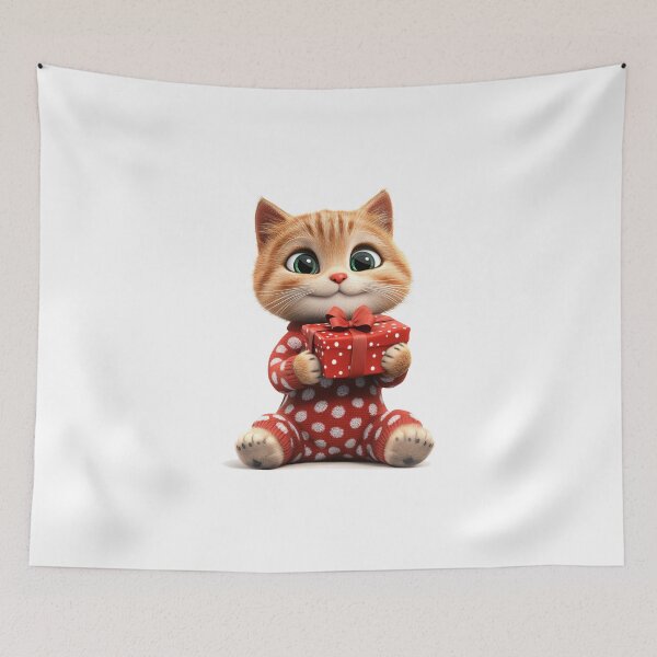 Item preview, Cute Orange Kitten in Warm Socks and Sweater Christmas Outfit designed and sold by Art-Beans.