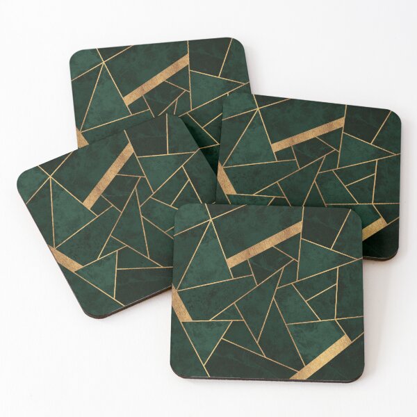 Item preview, Dark Green Emerald and Gold Mosaic designed and sold by AmbienceArt.