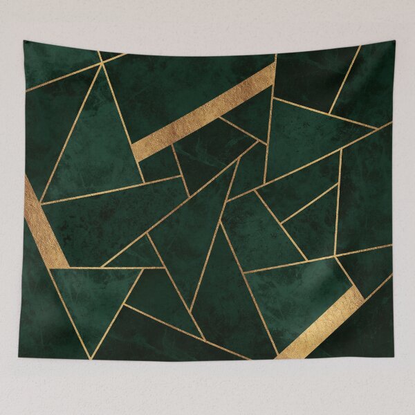 Item preview, Dark Green Emerald and Gold Mosaic designed and sold by AmbienceArt.