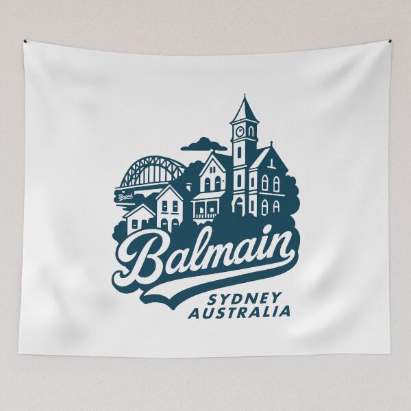 Item preview, Balmain Australia Harbor Skyline Hand Lettering Art  designed and sold by Boogosh.