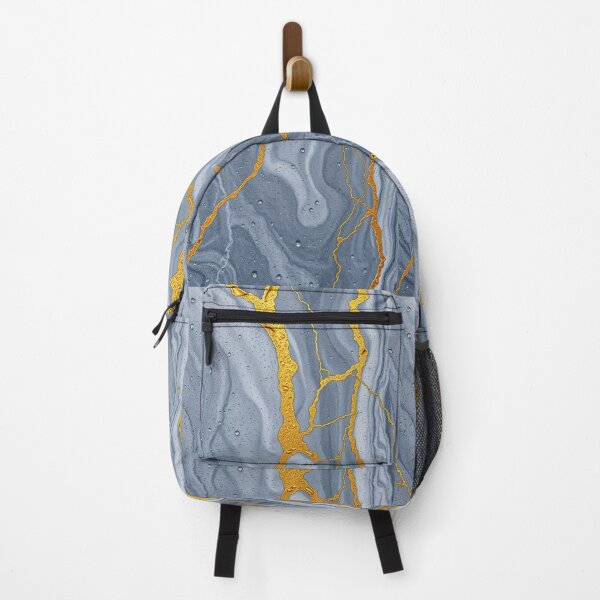 Item preview, Blue-Gray Marble Surface Pattern with Gold Kintsugi Veins designed and sold by The Artfiller.